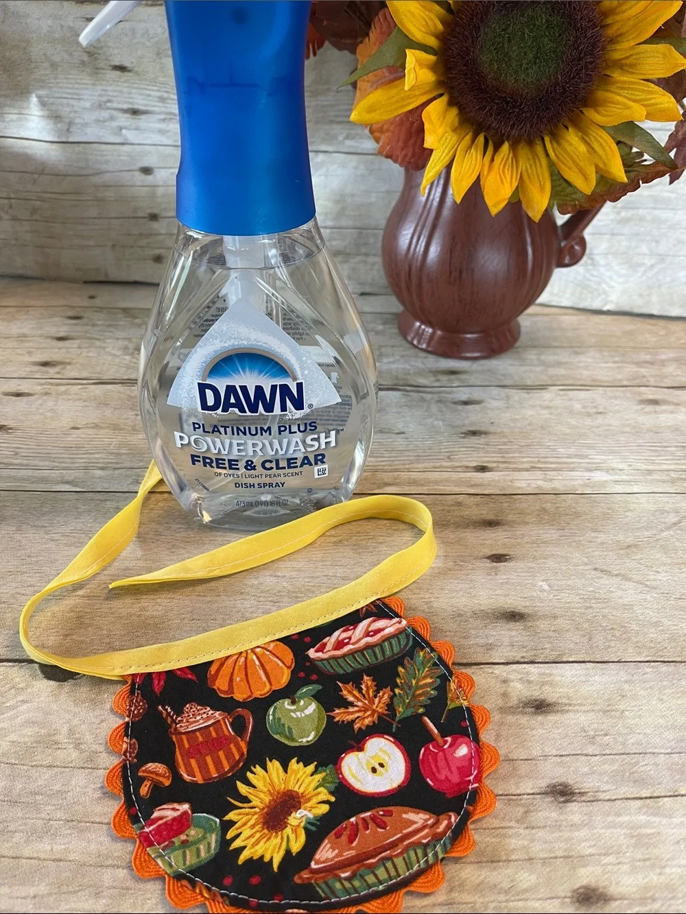 Reversible Apron Dish Soap Bottle - Dawn Powerwash - Fall/ Thanksgiving